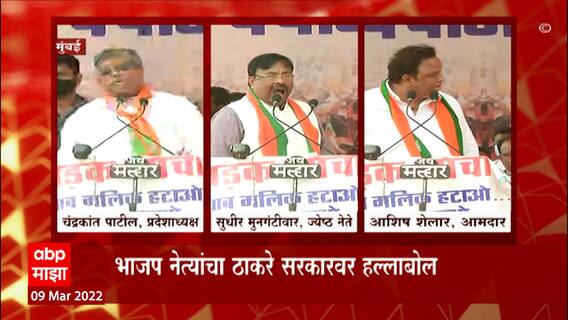 Mumbai BJP Morcha : नवाब मलिकांच्या राजीनाम्यासाठी भाजपचा मोर्चा; ठाकरे सरकारवर हल्लाबोल