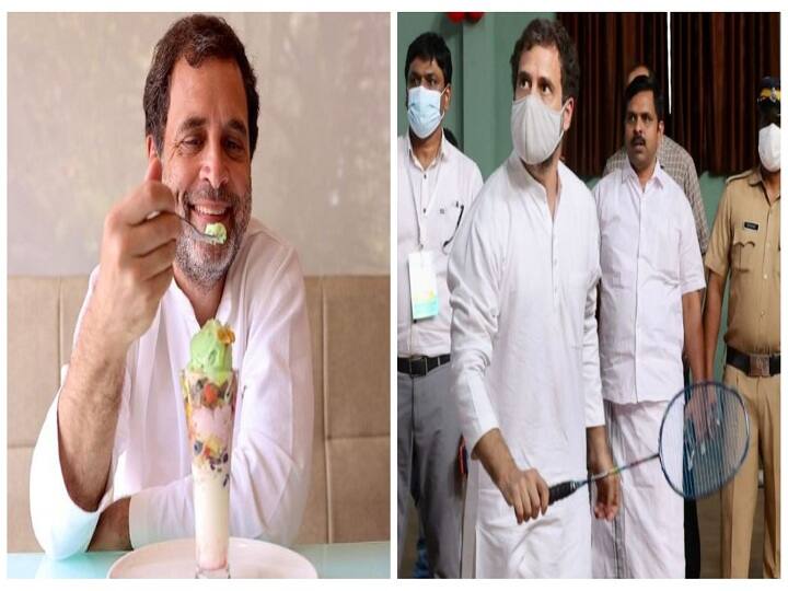 Rahul Gandhi Kerala Visit: congress leader rahul gandhi eat icecream and playing badminton in Wayanad in kerala hss Rahul Gandhi Kerala Visit: 5 राज्यों के विधानसभा चुनाव के रिजल्ट से पहले केरल में आइसक्रीम और बैडमिंटन का आनंद लेते दिखे राहुल गांधी