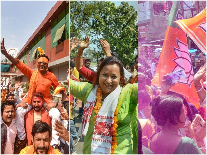 UP Election Result 2022 Party workers celebration of BJP victory in four states thumping majority in UP UP Election Result 2022: रुझानों में चार राज्यों में BJP की जीत को लेकर जश्न में डूबे पार्टी कार्यकर्ता, यूपी में प्रचंड बहुमत की ओर