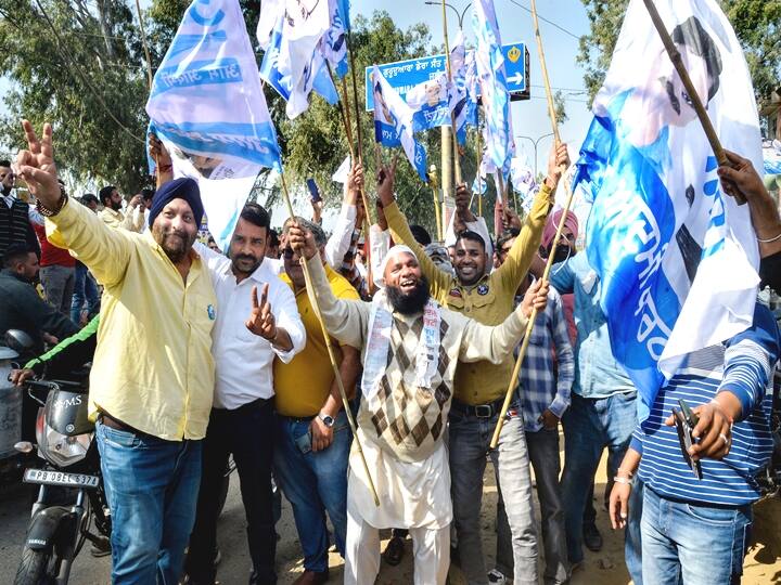 The Aam Aadmi Party appeared to be heading for a clean sweep in Punjab having taken a lead in 88 of the 117 assembly seats after initial rounds of counting of votes on Thursday. (PTI Photo)