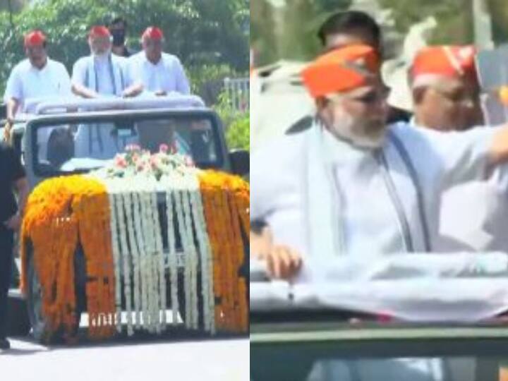 PM Narendra Modi Road Show in Ahmedabad after BJP wins in four states Assembly Elections Watch: चार राज्यों में बंपर जीत के बाद पीएम मोदी का रोड शो, अहमदाबाद की सड़कों पर उमड़ा हुजूम, लगे जय श्रीराम के नारे