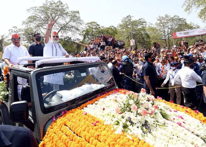 भाजप राज्य संघटनेकडून जोरदार तयारी करण्यात आली होती. रस्त्याच्या कडेला मोठमोठे पोस्टर बॅनर लावण्यात आले होते