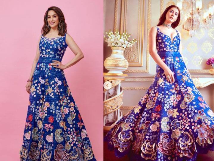 Madhuri Dixit or Raashii Khanna who flaunted this blue gown more beautiful माधुरी दीक्षित या राशि खन्ना... किस पर ज्यादा खिला ये नीला गाउन, एक जैसे आउटफिट में दिखीं ये हसीनाएं
