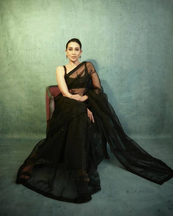 Karishma Kapoor Dazzles In A Sheer Black Saree For Award Night- SEE PICS