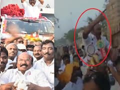 Watch video: ஜெயக்குமாருக்கு ஆளுயர மாலை.. தோளில் தூக்கிக் கொண்டாட்டம்.. சிறை வாசலை அதிர வைத்த அதிமுகவினர்!