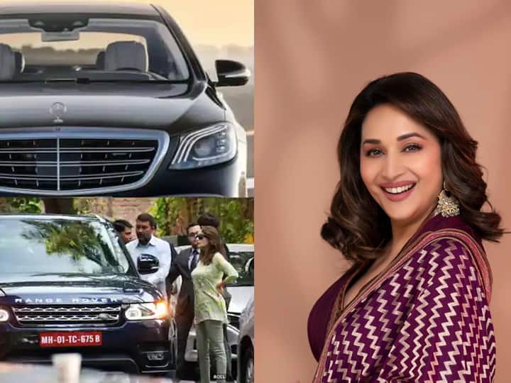 dhak dhak girl madhuri dixit fleet of luxury cars know about her luxury car collection Madhuri Dixit : 'धकधक गर्ल' माधुरी दीक्षितला आहे करोडोंच्या गाड्यांमधून फिरण्याची आवड, कलेक्शनमध्ये किती गाड्या आहेत माहितीये?