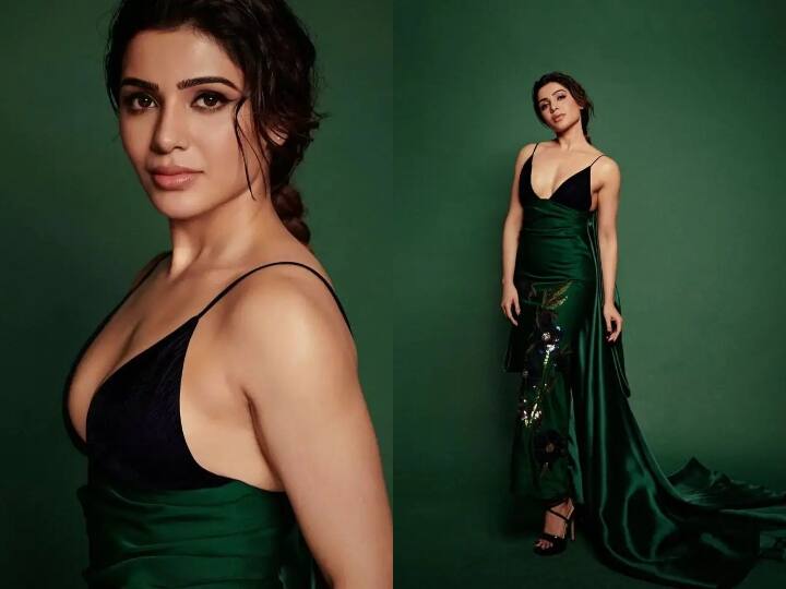 Samantha was wearing at Critic's Choice Film Awards price of the dress Samantha dress price : அசர வைத்தது சமந்தா மட்டுமல்ல.. அவரது உடையின் விலையும்தான்..! இத்தனை லட்சமா?