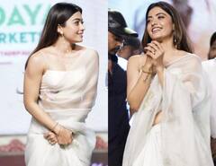 सफेद ट्रांसपेरेंट साड़ी में बला की खूबसूरत लगीं रश्मिका मंदाना, तस्वीरों पर फिसला फैंस का दिल