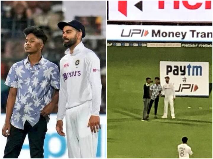 India vs Sri Lanka, 2nd Test: Fan Breaches Security, Enter Ground To Take Selfie With Virat Kohli - Watch Video Ind vs SL, 2nd Test: Fans Breach Security, Enter Ground To Take Selfie With Virat Kohli - Watch Video