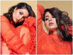 ऑरेंज ट्रांसपेरेंट आउटफिट में हिना खान ने बरपाया कहर, गॉर्जियस लुक को देख फैंस हुए मदहोश