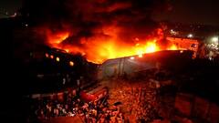 Tangra Fire : ১৩ ঘণ্টা পরেও ট্যাংরার মেহের আলি লেনে জ্বলছে কাপড়ের গুদাম ।Bangla News