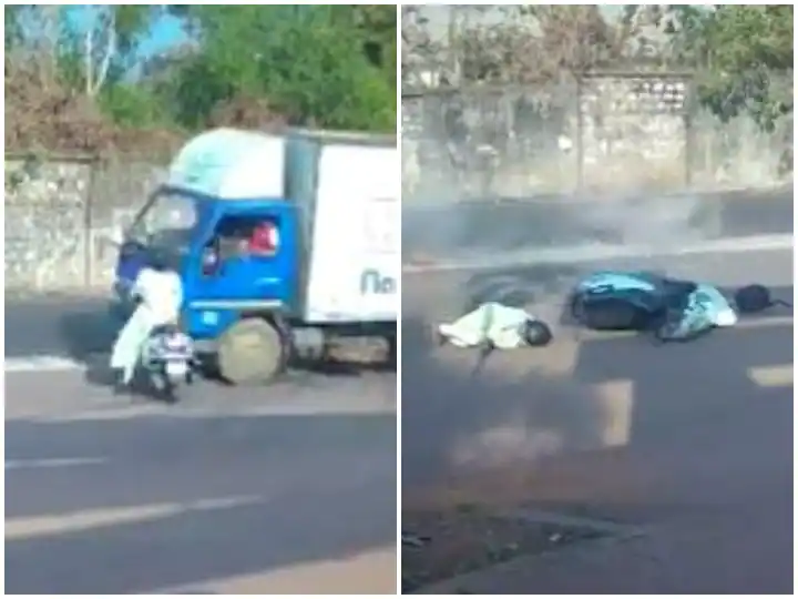 Trending News: Woman riding a Scooty hit by a truck, will be surprised to see miracles Trending News : ਸਕੂਟੀ ਸਵਾਰ ਔਰਤ ਨੂੰ ਟਰੱਕ ਨੇ ਮਾਰੀ ਟੱਕਰ, ਚਮਤਕਾਰ ਦੇਖ ਕੇ ਹੋ ਜਾਓਗੇ ਹੈਰਾਨ