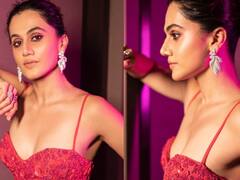 Actress Taapsee: ரோஜாப்பூ உடையில் பளபளவென ஜொலிக்கும் டாப்சி! க்யூட் போட்டோஸ்!!