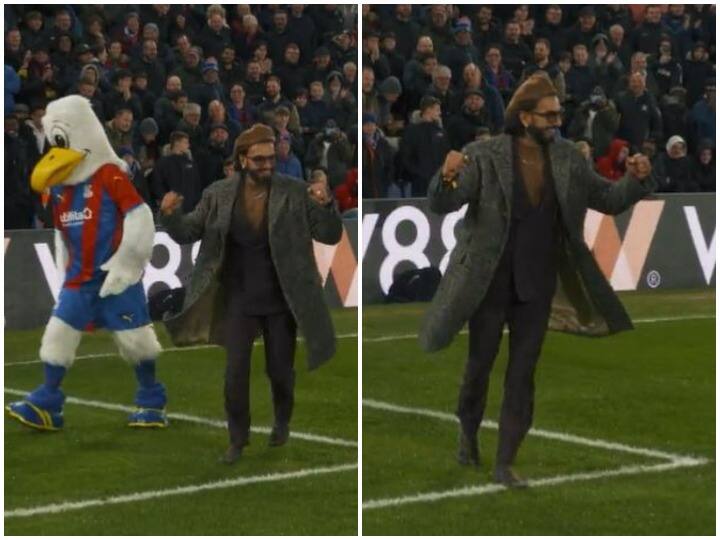 प्रीमियर लीग खेल के दौरान रणवीर सिंह ने दागा पेनल्टी गोल, दर्शकों में बढ़ाया रोमांच Bollywood star Ranveer Singh took a penalty in socks at Selhurst Park in Premier League match प्रीमियर लीग खेल के दौरान रणवीर सिंह ने दागा पेनल्टी गोल, दर्शकों में बढ़ाया रोमांच