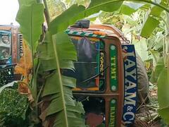 கரூர் - திருச்சி தேசிய நெடுஞ்சாலையில் லாரி நேருக்கு நேர் மோதல்.. லாரி ஓட்டுநர் உயிரிழப்பு..