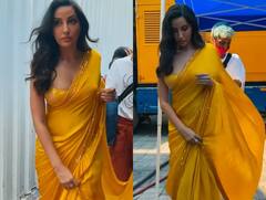 इतनी क्यों तुम खूबसूरत हो: पीली साड़ी पहने नोरा फ़तेही ने दिलवाई टिप टिप बरसा गर्ल रवीना टंडन की याद