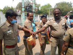 விநாயகர் சிலை அமைப்பது தொடர்பான எழுந்த சர்ச்சை : மண்ணெண்ணெய் கேனுடன் மறியலில் ஈடுபட்ட பாஜகவினர்.