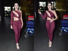 फ्रंट कट ड्रेस में एयरपोर्ट पर स्पॉट हुईं उर्फी जावेद, कैमरे के सामने दिए ऐसे पोज़