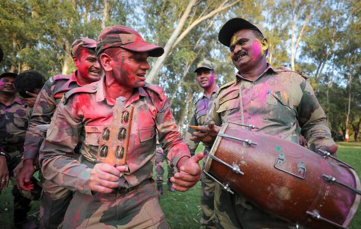 Drums and dholak were also played as the soldiers danced on the occasion of happiness. (Image: PTI)