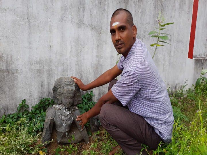 13th century  Ayyanar sculpture and invention at Chittoor Madurai: சித்தூரில் கி.பி.13 ம் நூற்றாண்டை சேர்ந்த அய்யனார் சிற்பம், நடுகல் கண்டுபிடிப்பு !