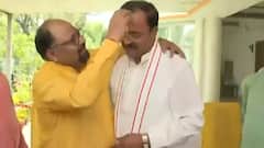 BJP's Keshav Prasad Maurya plays Holi with flowers and colours at his Lucknow residence