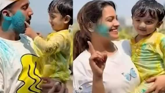 Visuals of TV actors celebrating Holi with their kids | Hot News