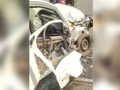 PHOTO : मुंबईत परळच्या हिंदमाता पुलावर टेम्पोची कारला धडक, 4 जण जखमी