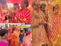 Holi 2022:  एमपी में Shivraj Singh Chauhan ने जमकर खेली होली, पत्नी को गुलाल लगाकर की त्योहार की शुरुआत, देखें तस्वीरें