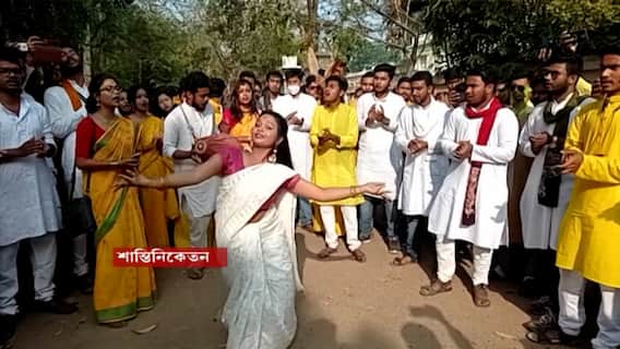 Shantiniketan Dol Purnima 2022 : বিশ্বভারতীতে পড়ুয়াদের উদ্যোগে পালিত হচ্ছে বসন্তোৎসব ।Dol Purnima 2022