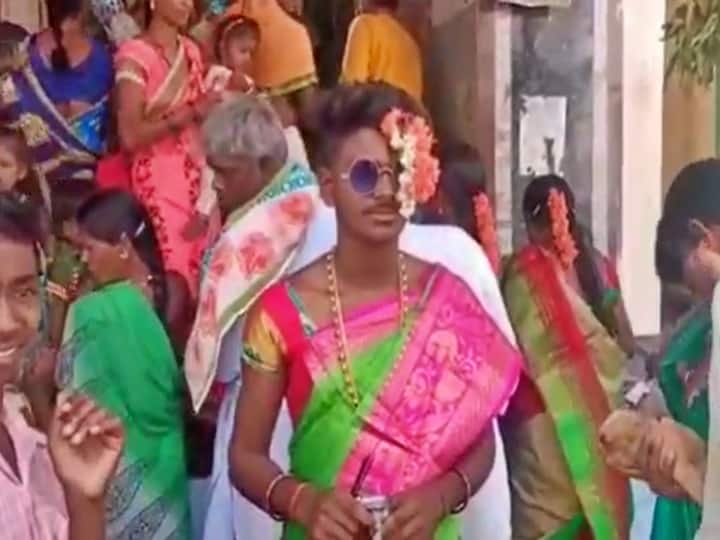 Kurnool santekudluru Strange custom in Holi celebrations men worshiping Ratimanmadhulu in female attire Kurnool Holi Celebrations : హోలీ వేడుకల్లో వింత ఆచారం, మగవారు చీరలు కట్టుకుని పూజలు!