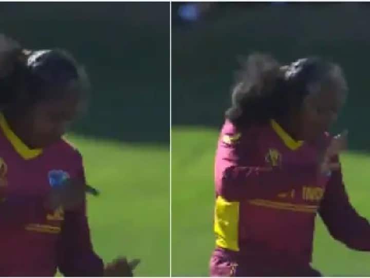 Watch: West Indies bowler mock-dials her seven-month-old son in heartwarming celebration during Women's WC महिला वर्ल्ड कपमध्ये बेबी सेलिब्रेशन, एफी फ्लेचरचा व्हिडीओ व्हायरल 