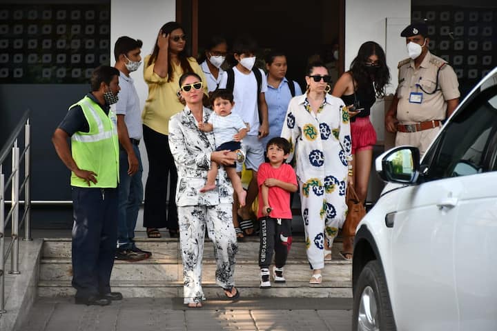 शनिवार को करीना कपूर और करिश्मा कपूर को जेह और तैमूर के साथ स्पॉट किया गया. इनकी प्यारी तस्वीरें पैपराजी ने कैमरों में कैद कर ली.