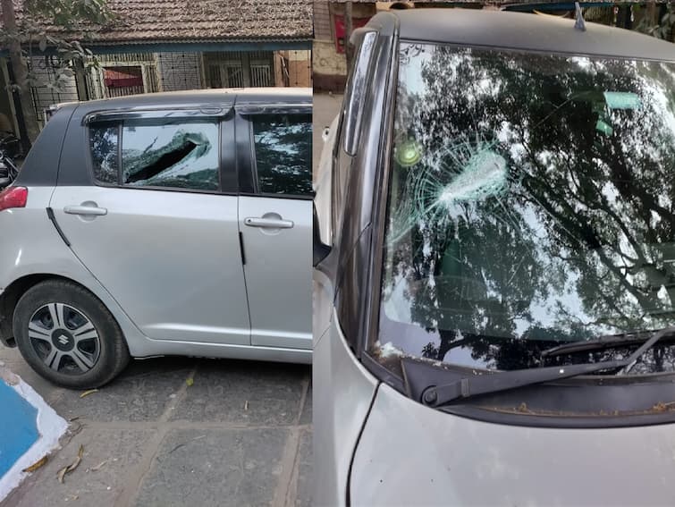 Kolhapur Crime news Husband of ZP member breaks contractor's car for starting road work without paying commission कमिशन न देता रस्त्याचे काम सुरु केल्याचा राग, झेडपी सदस्याच्या पतीने कंत्राटदाराची गाडी फोडली!