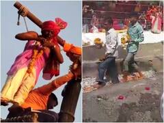 MP गजब है! 30 फीट की उंचाई पर हवा में लटक कर पूजा, मन्नत के लिए जान का जोखिम, देखिए तस्वीरें
