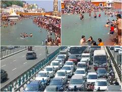 Haridwar: गर्मी बढ़ते ही हर की पौड़ी पर उमड़ा सैलानियों का सैलाब, पूरे शहर में लगा जाम, देखें तस्वीरें