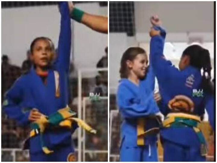 मैच जीतने के बाद विपक्षी के साथ जश्न मनाती दिखी खिलाड़ी, दिल जीत लेगा वीडियो After winning match young player was seen celebrating with opponent video will win hearts मैच जीतने के बाद विपक्षी के साथ जश्न मनाती दिखी खिलाड़ी, दिल जीत लेगा वीडियो