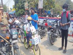 4 கிலோமீட்டருக்கு சைக்கிளில் தண்ணீர்.. சைக்கிள் தினத்தையொட்டி விழிப்புணர்வு ஏற்படுத்திய மாணவி..