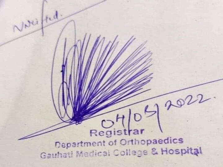 Gauhati Medical College official’s signature  triggers memes, jokes online Viral Signature : 'हे तर साळिंदर'; मेडिकल कॉलेजमधील अधिकाऱ्याच्या स्वाक्षरीने मीम्स आणि जोक्सचा पाऊस