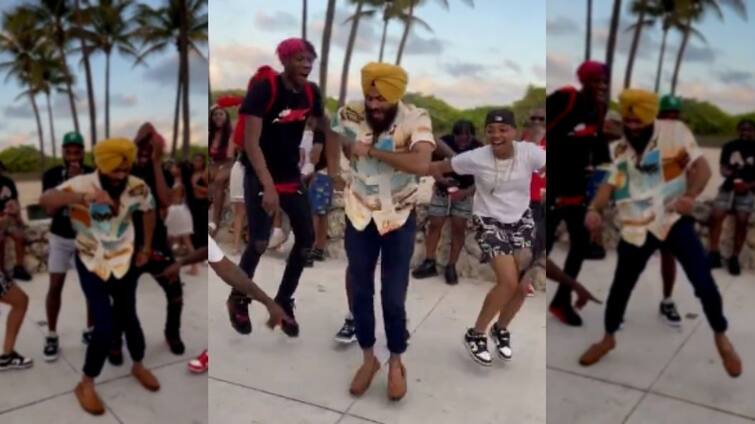 Sikh Man made a trick to join hip hop dancers group made people crazy with tremendous moves ਡਾਂਸ ਗਰੁੱਪ 'ਚ ਸ਼ਾਮਲ ਹੋ ਜਦੋਂ ਮਿਆਮੀ 'ਚ ਸਿੱਖ ਵਿਅਕਤੀ ਨੇ ਪਾਇਆ ਭੰਗੜਾ, ਸਭ ਨੂੰ ਨੱਚਣ ਲਈ ਕੀਤਾ ਮਜਬੂਰ, ਵੇਖੋ ਵੀਡੀਓ