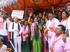 IN PICS | TRS Leaders Stage Protests Against Hike In Fuel, LPG Prices