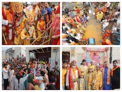 Holi 2022: भक्तों ने ब्रज में खेली अनूठी होली, श्री कृष्ण और श्री बलदाऊ को मंगल गीतों से किया छप्पन भोग