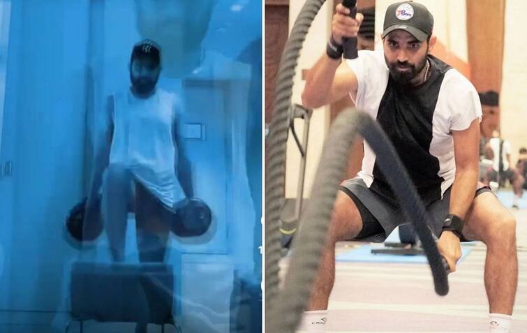 mohammed shami new fitness and workout video viral on social media before ipl 2022 IPL પહેલા ભારતીય ખેલાડીએ કર્યા જોરદાર સ્ટેપ-અપ્સ, વર્કઆઉટનો વીડિયો થઇ રહ્યો છે વાયરલ