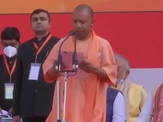 યોગી આદિત્યનાથ યુપીના મુખ્યમંત્રી તરીકે શપથ લે તે પહેલા જ ગુંજ્યો યોગી યોગીનો નાદ, જુઓ વીડિયો