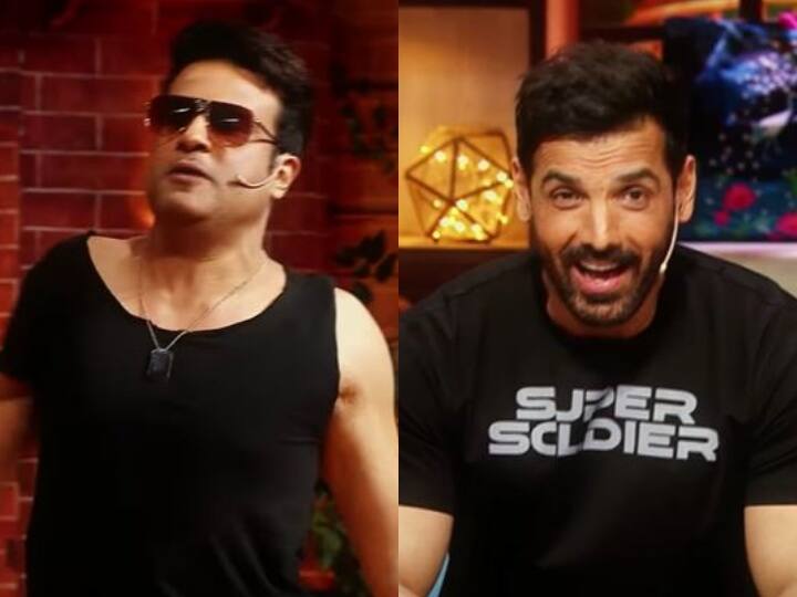 Krushna abhishek mimics akshay kumar in front of john abraham and rakul preet singh kapil sharma show comedy video कृष्णा अभिषेक को अक्षय कुमार की नकल उतारने पर आती है ये दिक्कत, वजह जानकर जॉन अब्राहम की निकली हंसी