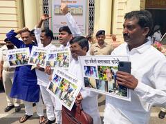 बिहार विधानसभा परिसर में RJD का प्रदर्शन, विधायक बोले- CM के विभागों के बजट पर होनी है चर्चा लेकिन नीतीश जा रहे यूपी