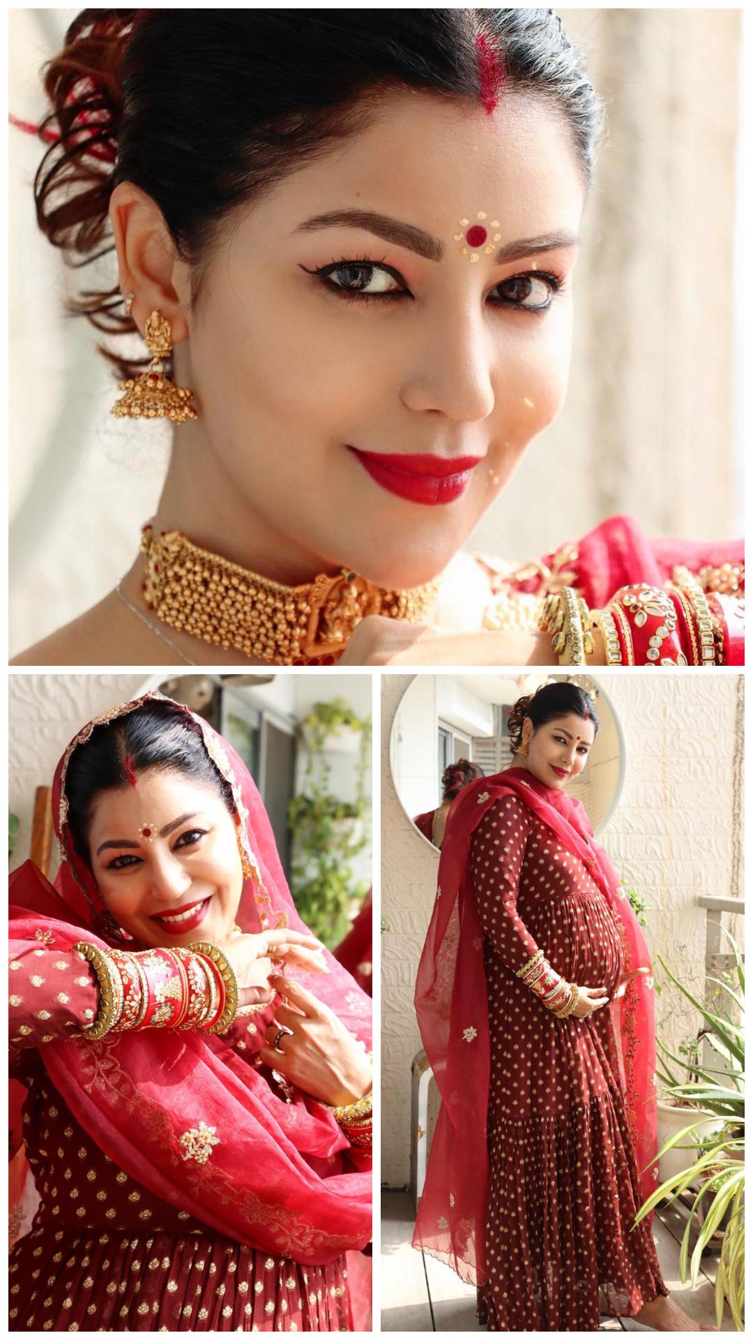 Smriti Khanna Radiates Pregnancy Glow In Her 'Godh Bharai' Pictures, Looks  Gorgeous In A Red Suit