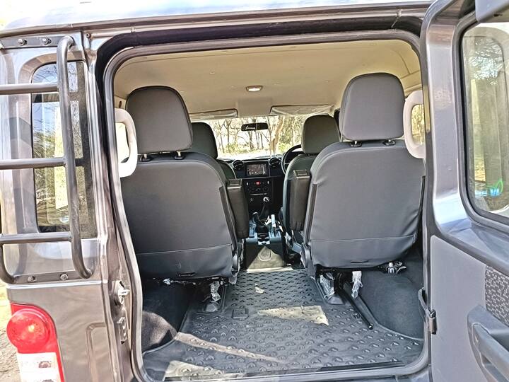 Compared to the old Gurkha, the shape of the new aircon vents, the larger seats, and the better ergonomics mean it is more liveable now. Where the new Gurkha surprised me is the amount of space. For a three-door car, the rear seats have very good space with better access points too. The wide cabin, large windows further makes it a proper four-seater for long journeys while even the boot space is more than sufficient.