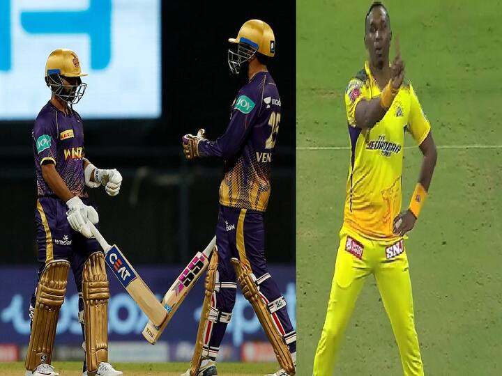 IPL 2022: Kolkatta Knight Riders score 76 runs in first 10 overs against Chennai Super kings CSK VS KKR: 10 ஓவர்களின் முடிவில் 2 விக்கெட் இழந்த கேகேஆர்..-சென்னை அணிக்கு ஆறுதல் அளிக்கும் பிராவோ !