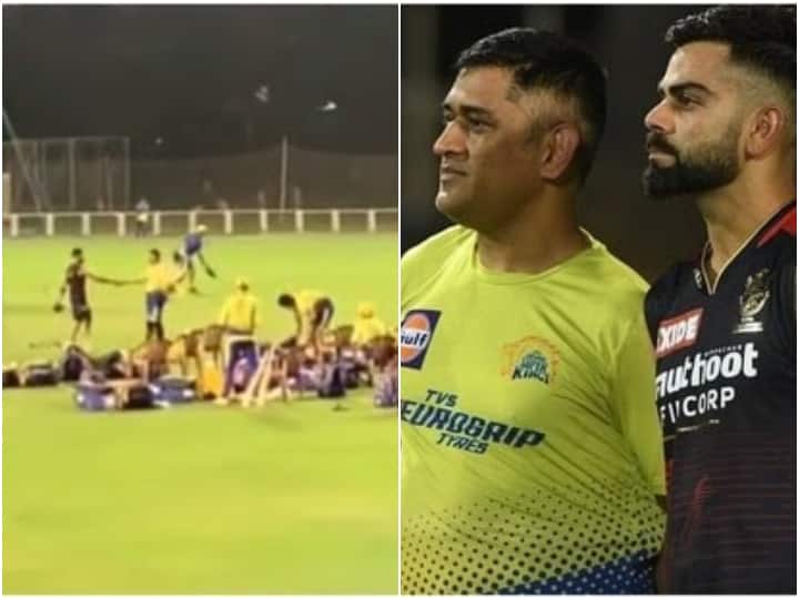 CSK vs KKR IPL 2022: Virat Kohli Gives A Long Heartwarming Hug To MS Dhoni During Practice Session IPL 2022: Virat Kohli Gives A Long Heartwarming Hug To MS Dhoni During Practice Session