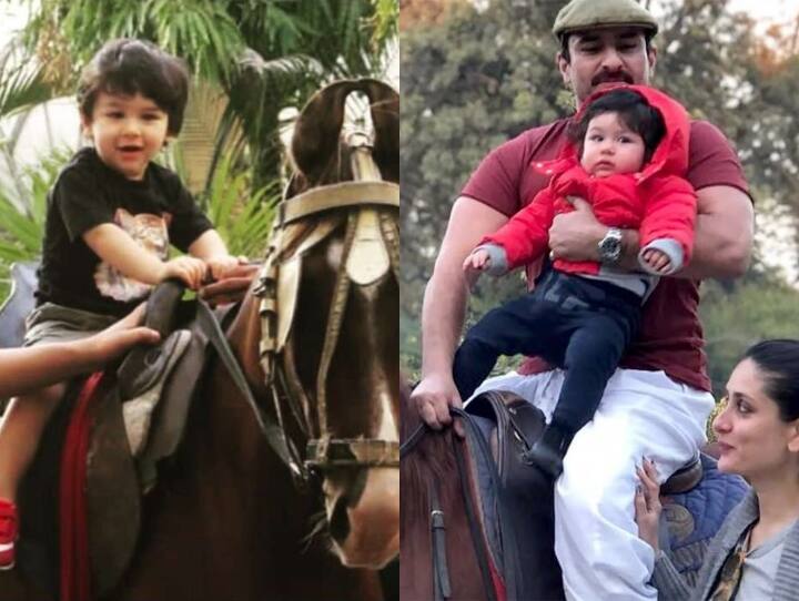 Taimur Ali Khan enjoys a horse riding session पिता सैफ की तरह बेटे तैमूर को भी है घुड़सवारी का शौक, देखें नन्हें नवाब का शाही अंदाज